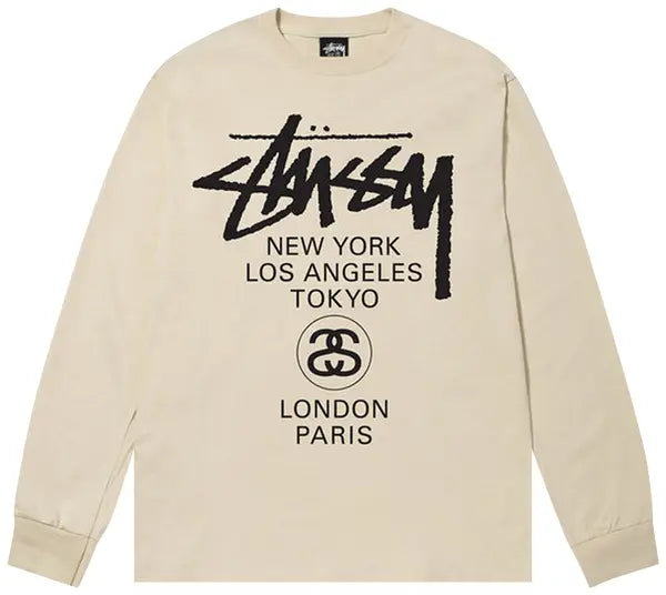 Stussy World Tour Long-Sleeve Tee 'Putty'