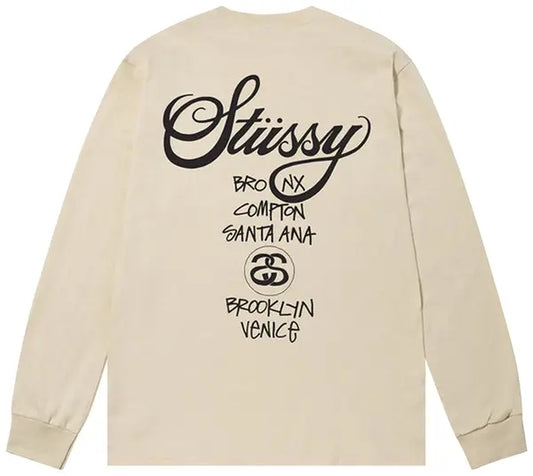 Stussy World Tour Long-Sleeve Tee 'Putty'