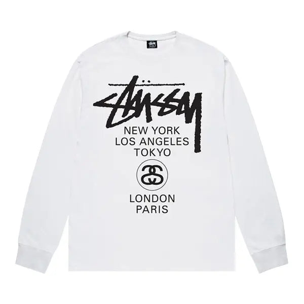 Stussy World Tour Long-Sleeve Tee 'White'