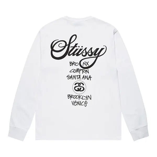 Stussy World Tour Long-Sleeve Tee 'White'