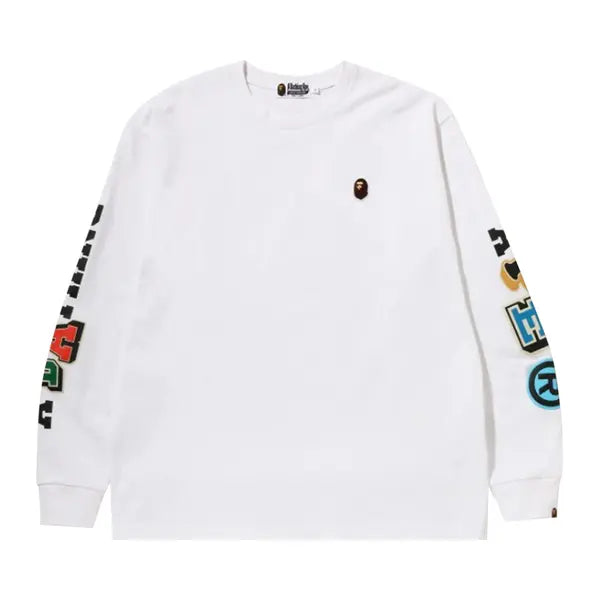 BAPE Multi Fonts Relaxed Fit Heavy Weight Long-Sleeve Tee 'White'