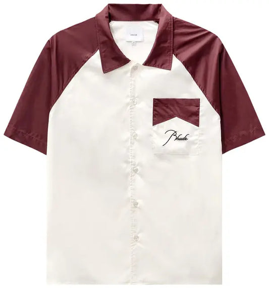 Rhude Raglan Poplin Button Up 'Maroon/Creme'