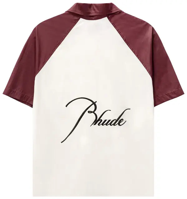 Rhude Raglan Poplin Button Up 'Maroon/Creme'