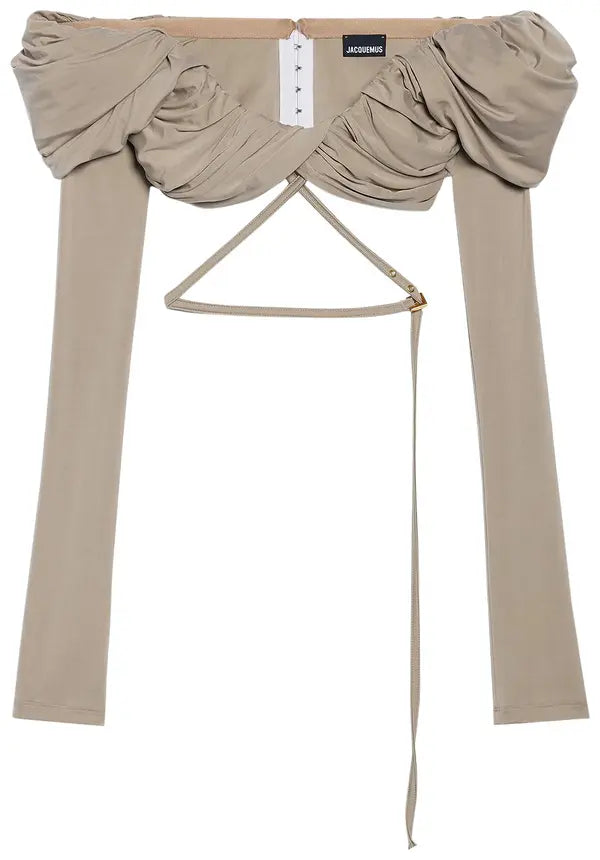 Jacquemus Le Haut Spalla Crop Top 'Light Khaki'