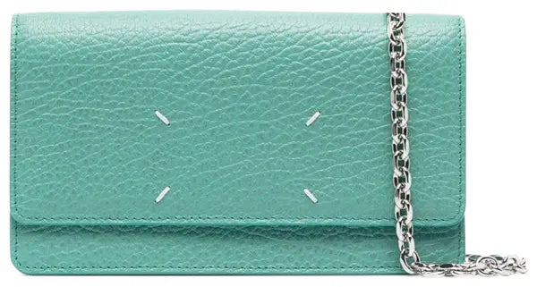 Maison Margiela Four Stitches Leather Wallet On Chain 'Green'