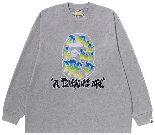 BAPE Gradient Ape Head Oversized Long-Sleeve Tee 'Grey'