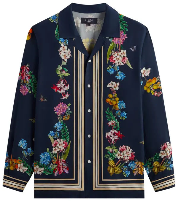 Kith x New York Botanical Garden Floral Border Long Sleeve Thompson Shirt 'Nocturnal'