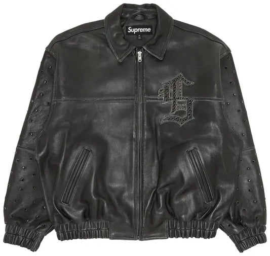 Supreme Gem Studded Leather Jacket 'Black'