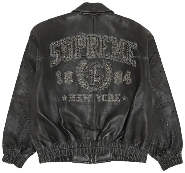 Supreme Gem Studded Leather Jacket 'Black'