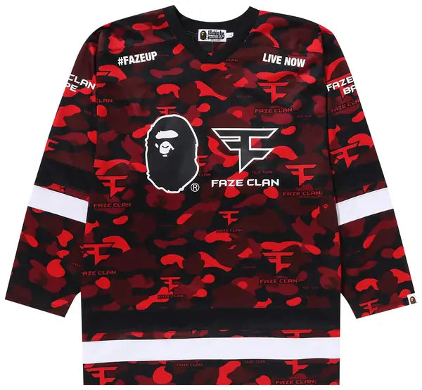 BAPE x FaZe Clan Hockey Long-Sleeve Tee 'Red'