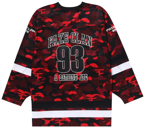 BAPE x FaZe Clan Hockey Long-Sleeve Tee 'Red'