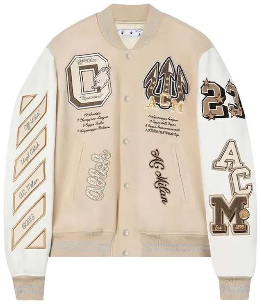 Off-White x AC Milan Varsity Jacket 'Cream/White'