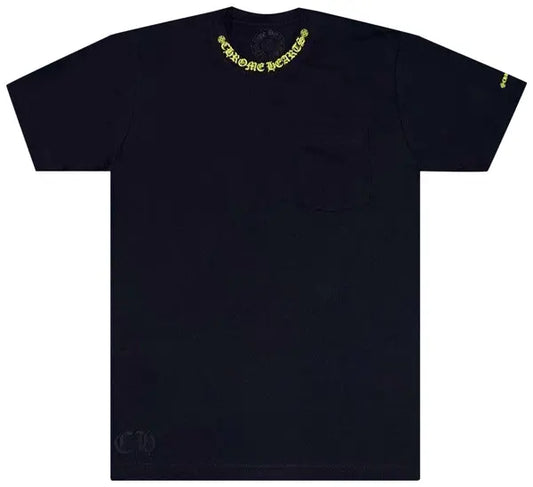 Chrome Hearts Neck Logo T-Shirt 'Black/Neon Yellow'