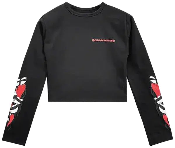 Chrome Hearts Matty Boy Sick Heart Long-Sleeve Crop Top 'Black'