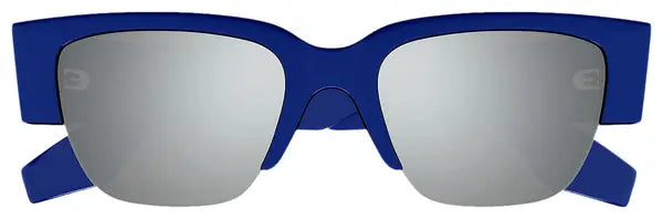 Alexander McQueen Half Frame Sunglasses 'Blue/Silver'