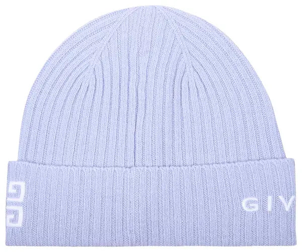 Givenchy Ribbed Embroidered Logo Beanie 'Light Blue'