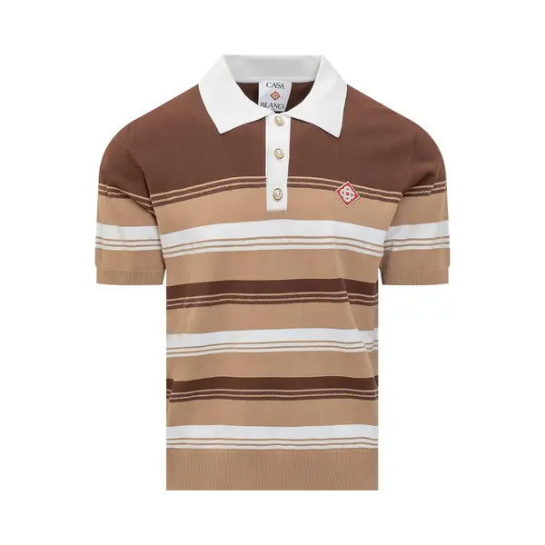 Casablanca Chicano Striped Polo 'Beige/Brown'