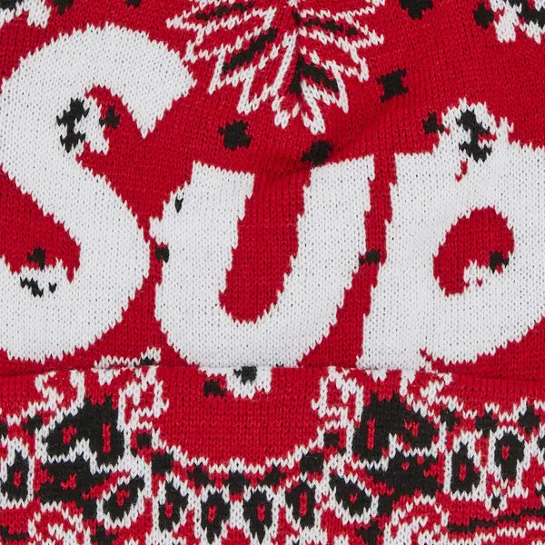 Supreme Bandana Big Logo Beanie 'Red'