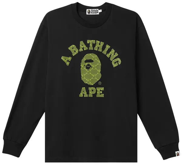 BAPE College Monogram College Relaxed Fit Long-Sleeve Tee 'Black'