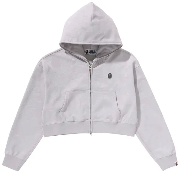 BAPE Solid Camo Jacquard One Point Cropped Zip Hoodie 'Grey'