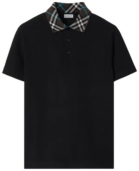 Burberry Check Collar Polo Shirt 'Black'