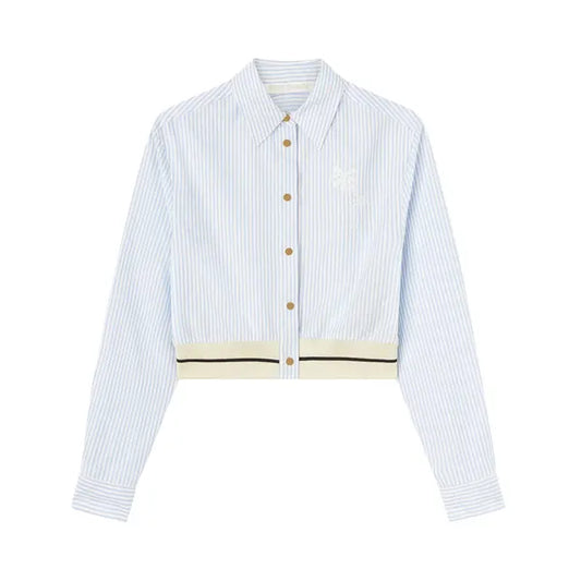 Palm Angels Palms Stripes Crop Shirt 'Light Blue'