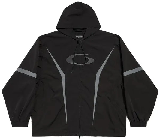 Balenciaga Loop Sports Icon Large Tracksuit Jacket 'Black/Elephant Grey'