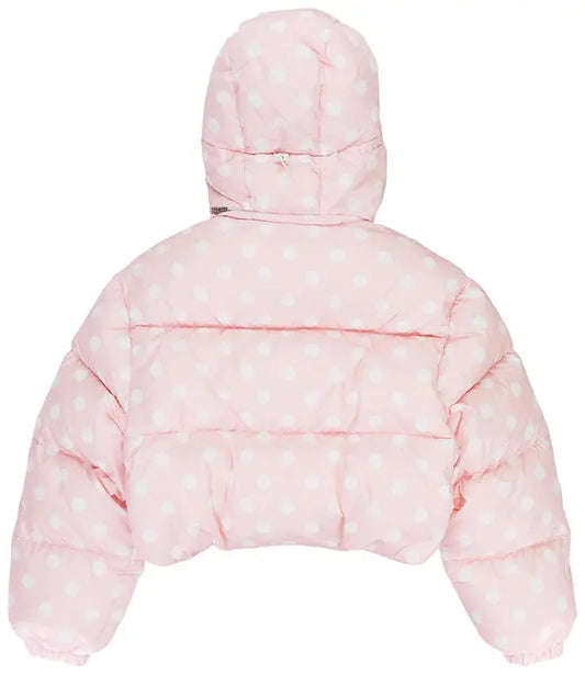 Miu Miu Cropped Printed Nylon Down Jacket 'Pink/White'