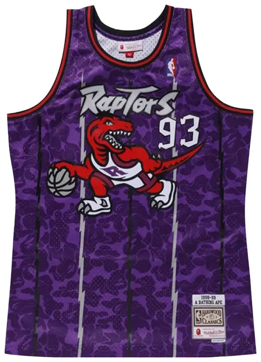 BAPE x Mitchell & Ness Raptors Camo Basketball Swingman Jersey 'Purple'