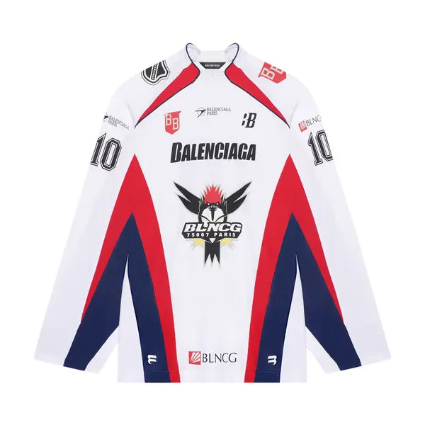 Balenciaga Long-Sleeve Hockey T-Shirt 'White/Red/Ink'