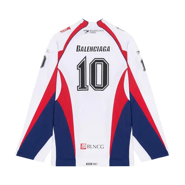 Balenciaga Long-Sleeve Hockey T-Shirt 'White/Red/Ink'