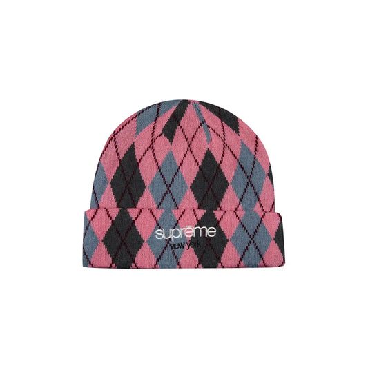 Supreme Argyle Cashmere Beanie 'Dusty Magenta'