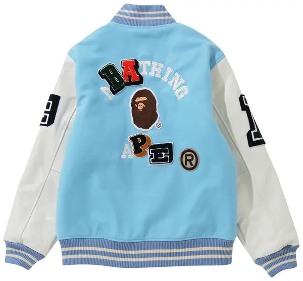 BAPE Crazy Patch Varsity Jacket 'Sax'