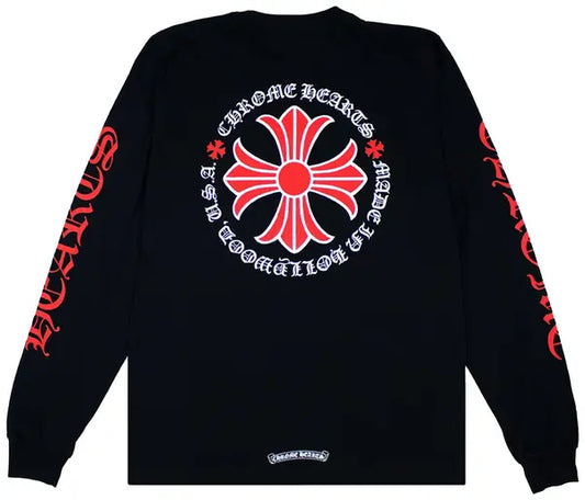 Chrome Hearts Made In Hollywood Plus Cross Long-Sleeve T-Shirt 'Black/Red'